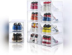 10 Pack Shoe Boxes Stackable, Upgraded Sturdy Shoe Storage Boxes with Clear Magnetic Door