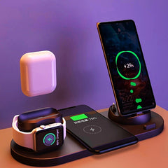 Wireless Fast Charger Pad for iPhone & Phone - 6-in-1 Charging Dock Station